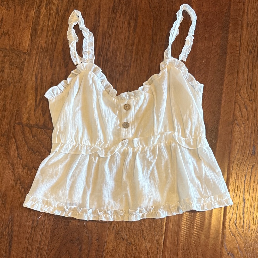 Chic White Ruffled Camisole Top